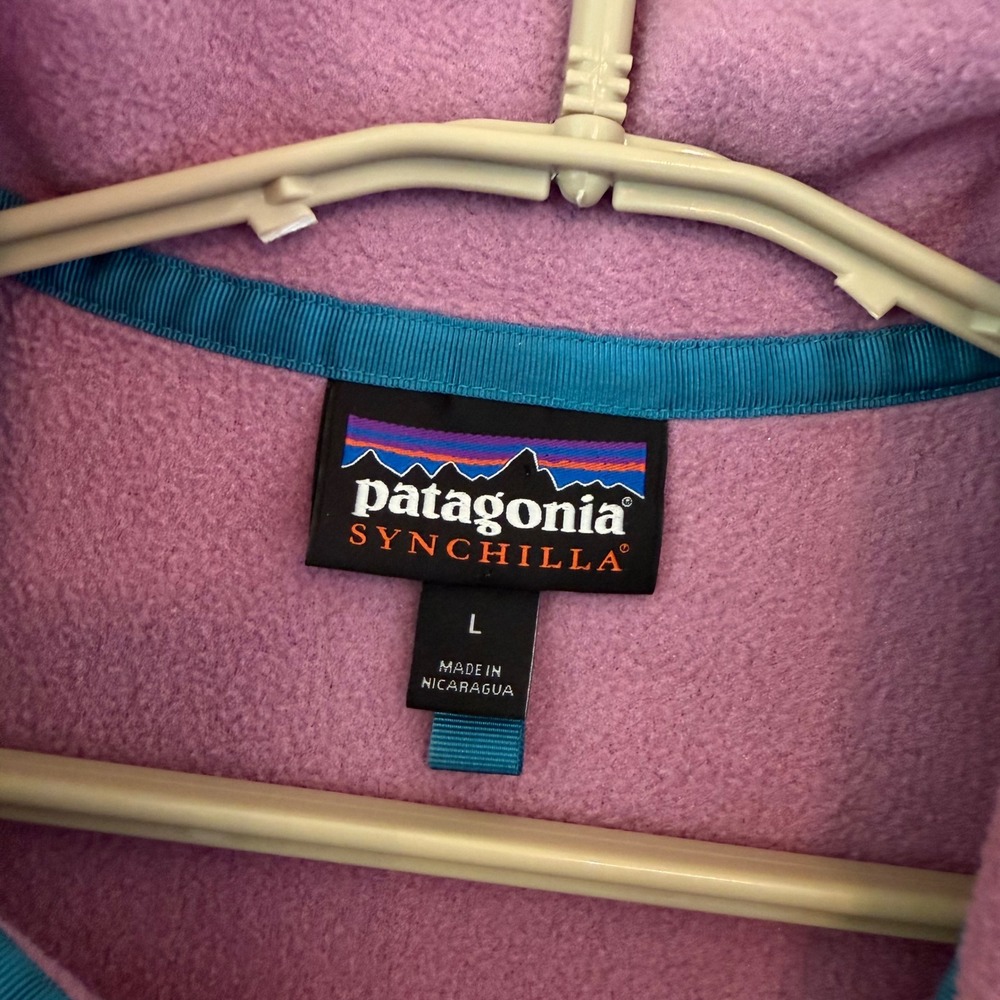 Patagonia Synchilla Snap-T Fleece Pullover Pink Navy Blue Womens Large STY25455 - Picture 2 of 11